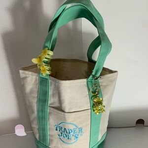 Trader Joe’s Canvas Tote Bag - Mint and Cream